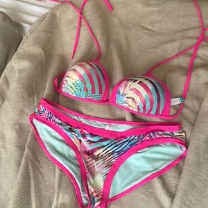 Pink tropical 2 piece swim